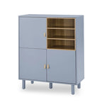 Armario de almacenamiento de 3 puertas con tirador de cuero – Azul / Rosa / Blanco, para 1 persona