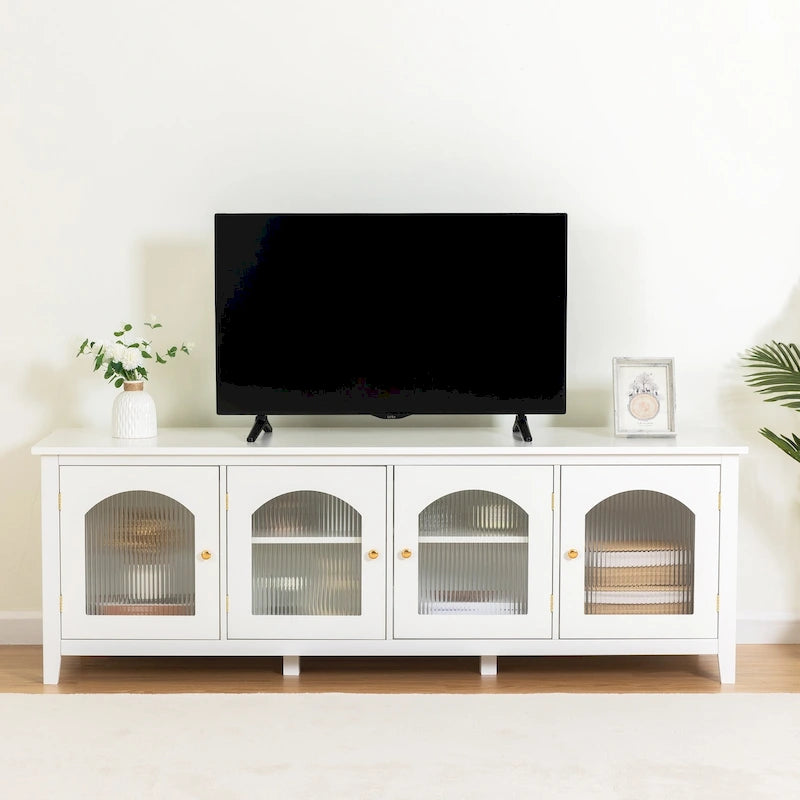 Mueble de TV de 71" con puertas de cristal – Azul / Blanco / Verde