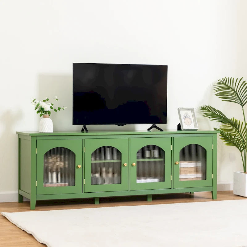 Mueble de TV de 71" con puertas de cristal – Azul / Blanco / Verde