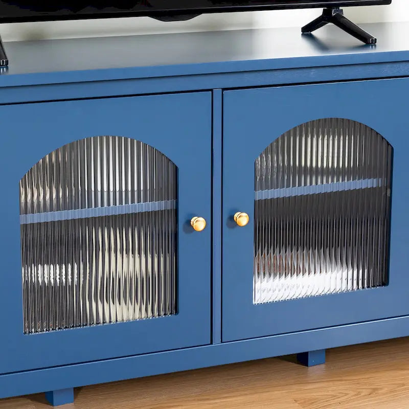 Mueble de TV de 71" con puertas de cristal – Azul / Blanco / Verde