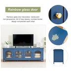 Mueble de TV de 71" con puertas de cristal – Azul / Blanco / Verde