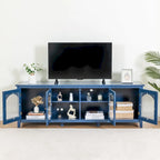Mueble de TV de 71" con puertas de cristal – Azul / Blanco / Verde