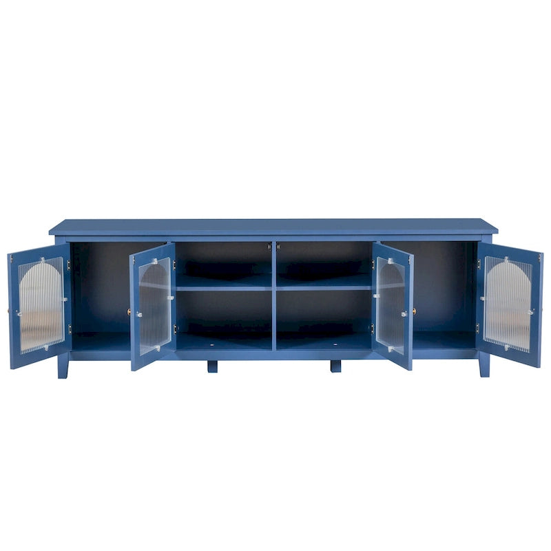 Mueble de TV de 71" con puertas de cristal – Azul / Blanco / Verde