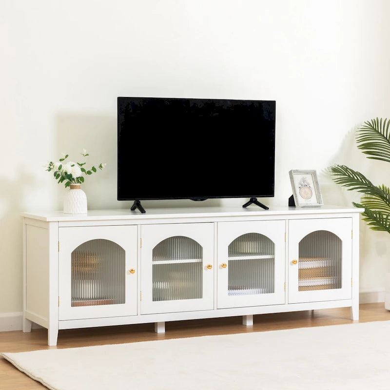 Mueble de TV de 71" con puertas de cristal – Azul / Blanco / Verde