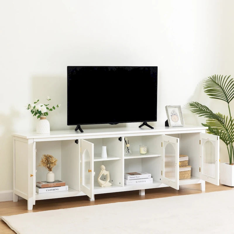 Mueble de TV de 71" con puertas de cristal – Azul / Blanco / Verde