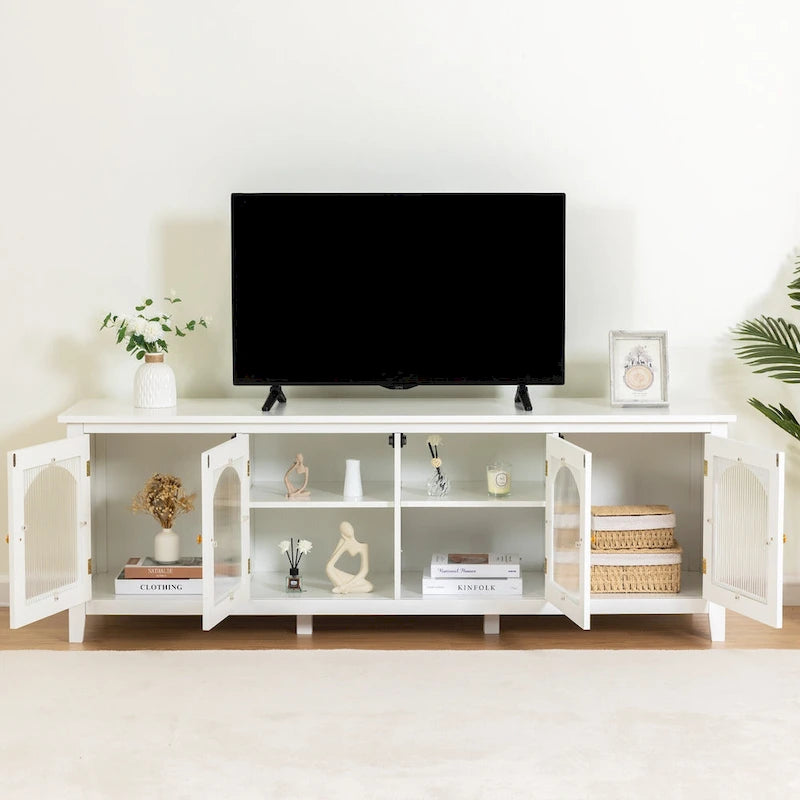 Mueble de TV de 71" con puertas de cristal – Azul / Blanco / Verde