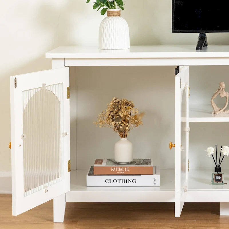 Mueble de TV de 71" con puertas de cristal – Azul / Blanco / Verde