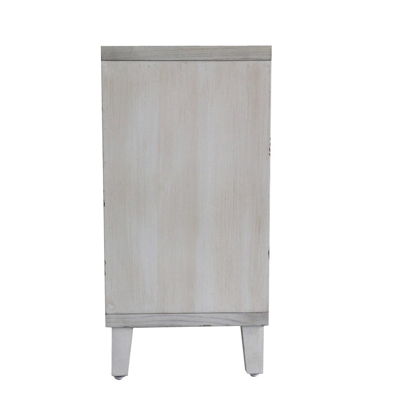 Aparador con 4 puertas de celosía, acabado blanco decapé