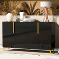 Armario de Almacenamiento de MDF Brillante – Negro / Azul Marino / Blanco, Individual, Salón y Estudio
