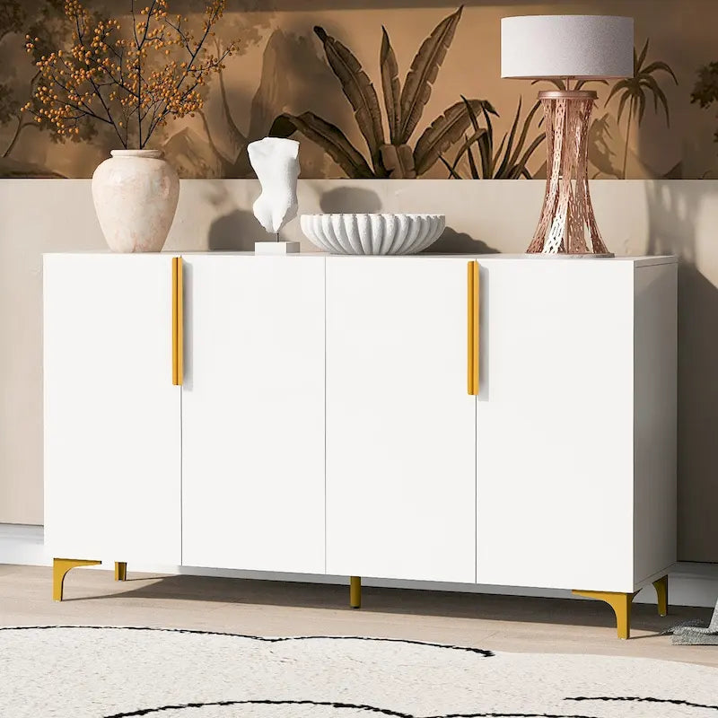 Armario de Almacenamiento de MDF Brillante – Negro / Azul Marino / Blanco, Individual, Salón y Estudio