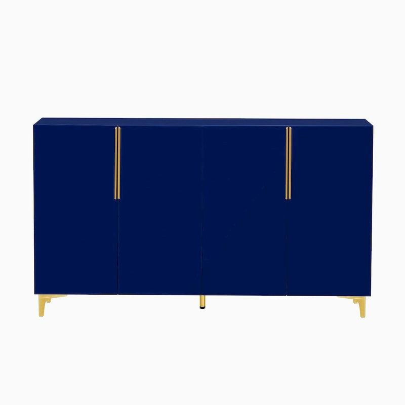 Armario de Almacenamiento de MDF Brillante – Negro / Azul Marino / Blanco, Individual, Salón y Estudio