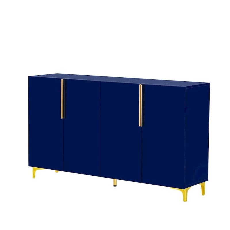 Armario de Almacenamiento de MDF Brillante – Negro / Azul Marino / Blanco, Individual, Salón y Estudio