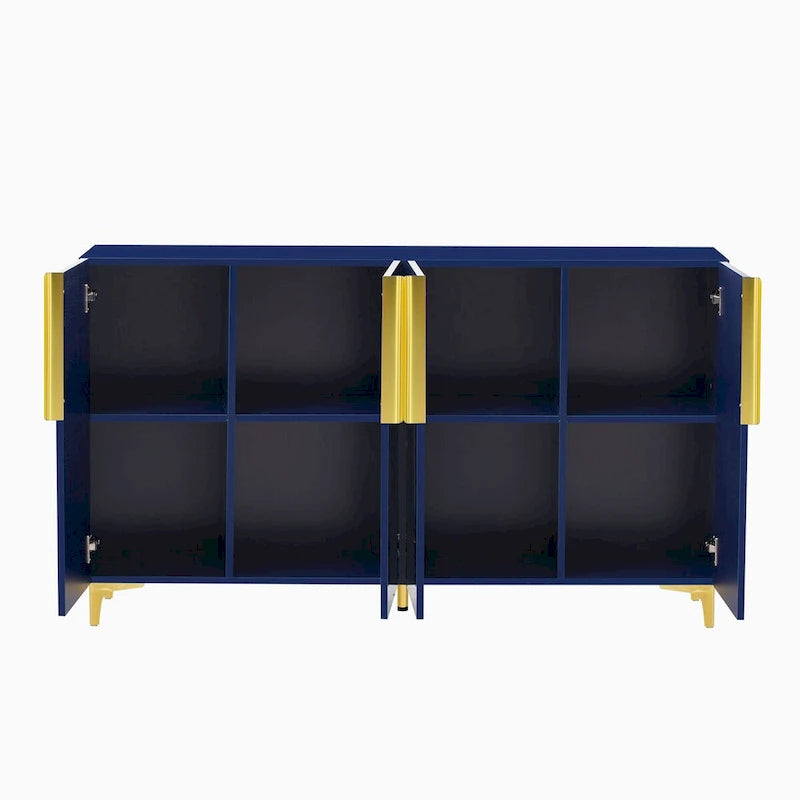 Armario de Almacenamiento de MDF Brillante – Negro / Azul Marino / Blanco, Individual, Salón y Estudio