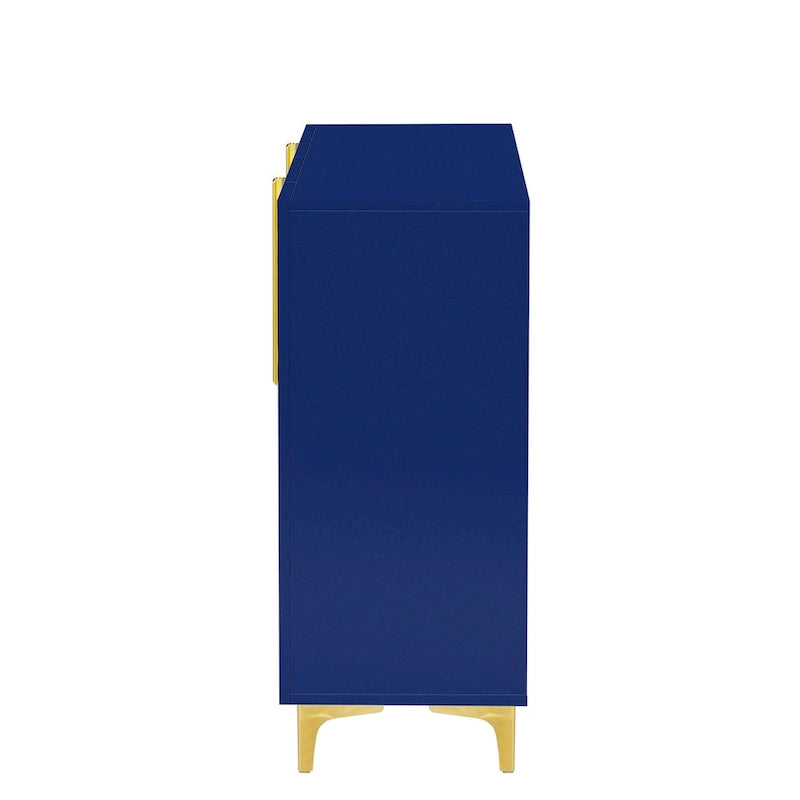 Armario de Almacenamiento de MDF Brillante – Negro / Azul Marino / Blanco, Individual, Salón y Estudio