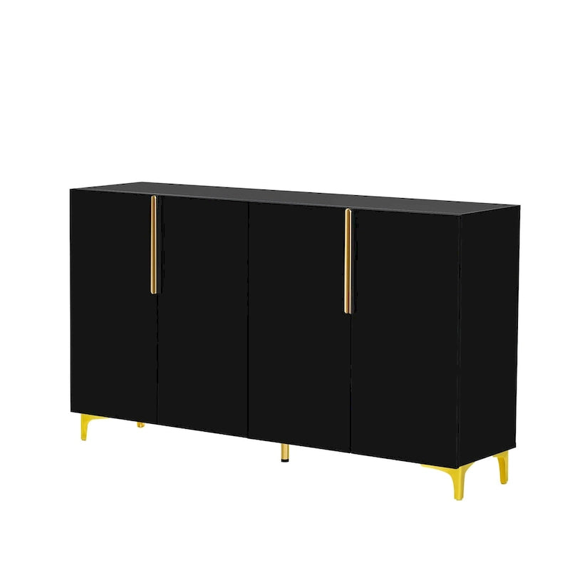 Armario de Almacenamiento de MDF Brillante – Negro / Azul Marino / Blanco, Individual, Salón y Estudio