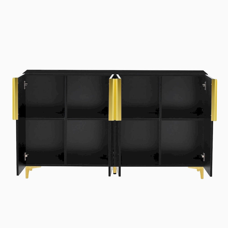 Armario de Almacenamiento de MDF Brillante – Negro / Azul Marino / Blanco, Individual, Salón y Estudio