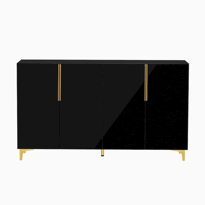 Armario de Almacenamiento de MDF Brillante – Negro / Azul Marino / Blanco, Individual, Salón y Estudio