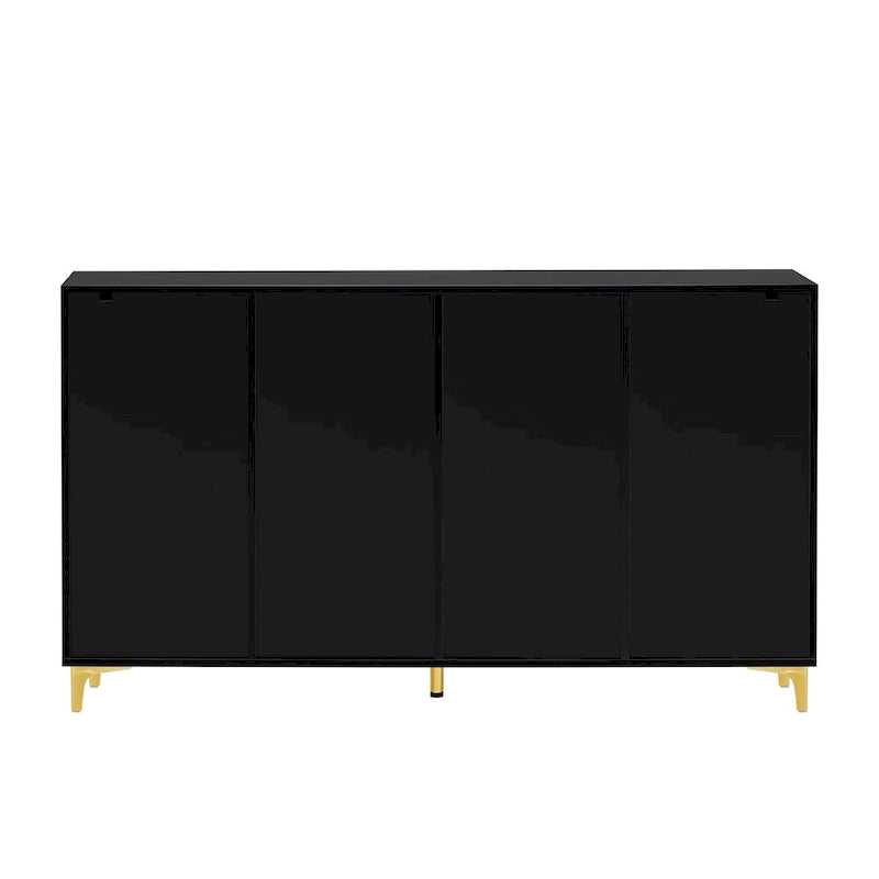Armario de Almacenamiento de MDF Brillante – Negro / Azul Marino / Blanco, Individual, Salón y Estudio