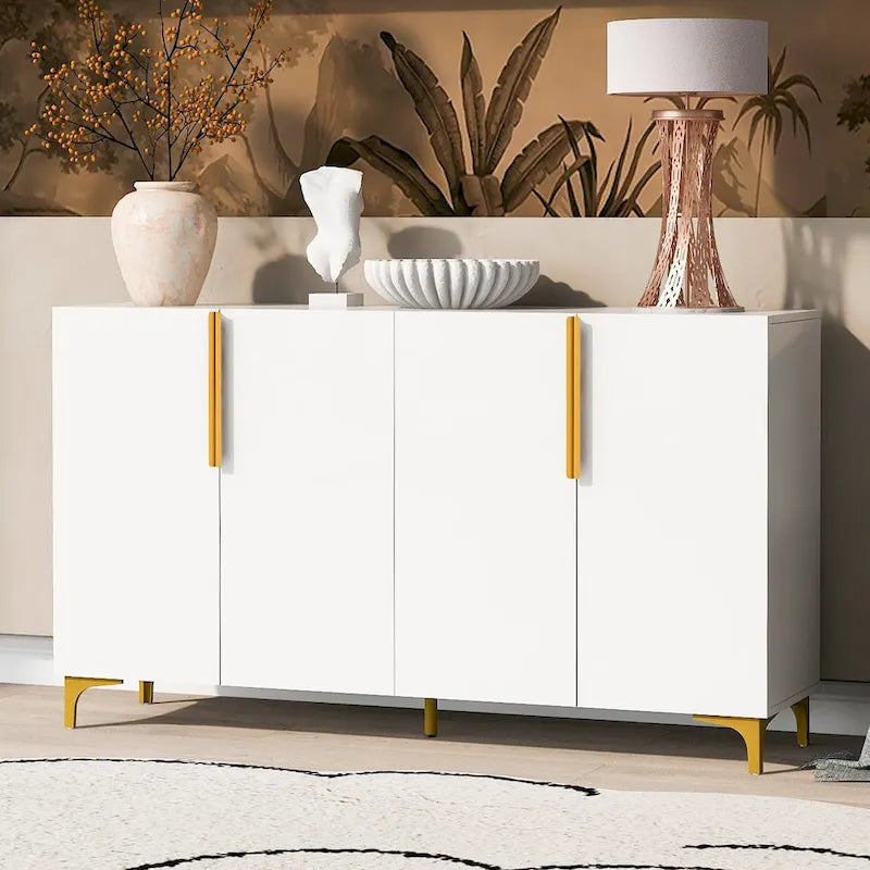 Armario de Almacenamiento de MDF Brillante – Negro / Azul Marino / Blanco, Individual, Salón y Estudio