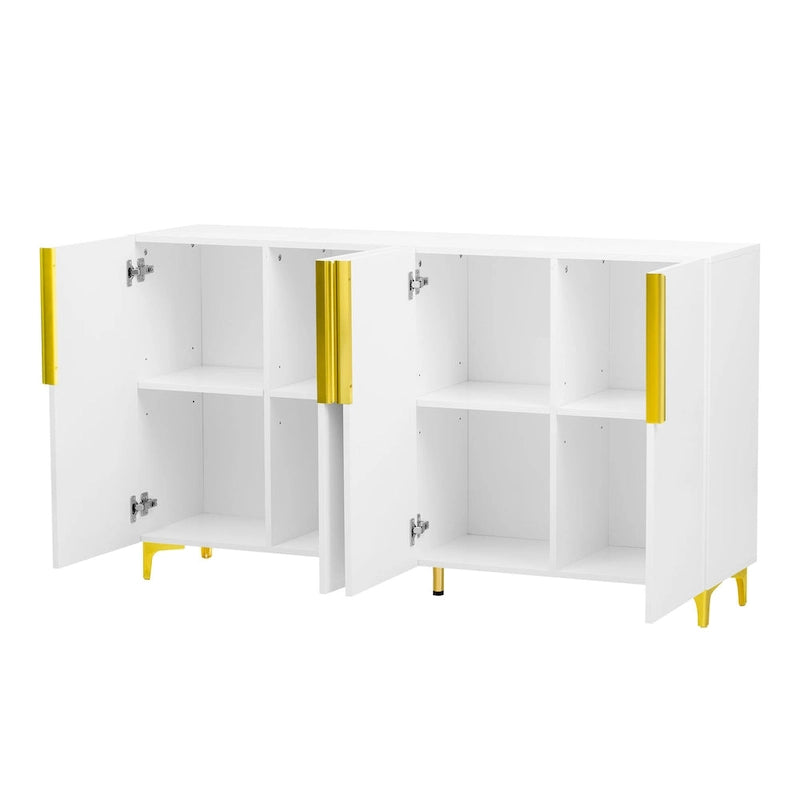 Armario de Almacenamiento de MDF Brillante – Negro / Azul Marino / Blanco, Individual, Salón y Estudio