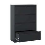 Archivador lateral de acero de 4 cajones (negro/blanco) – Oficina para 2 personas