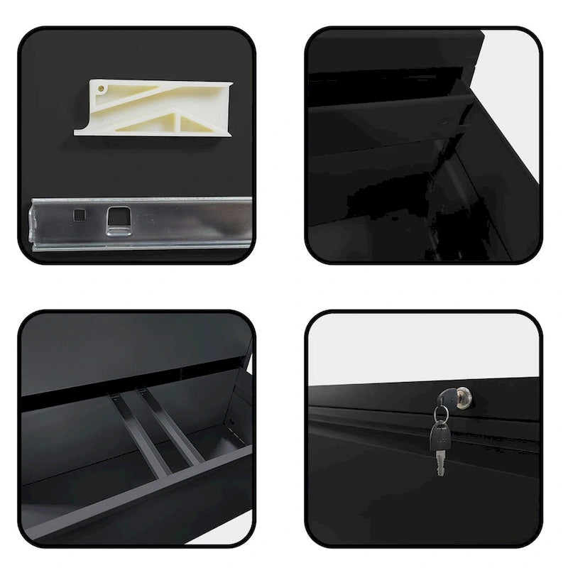 Archivador lateral de acero de 4 cajones (negro/blanco) – Oficina para 2 personas