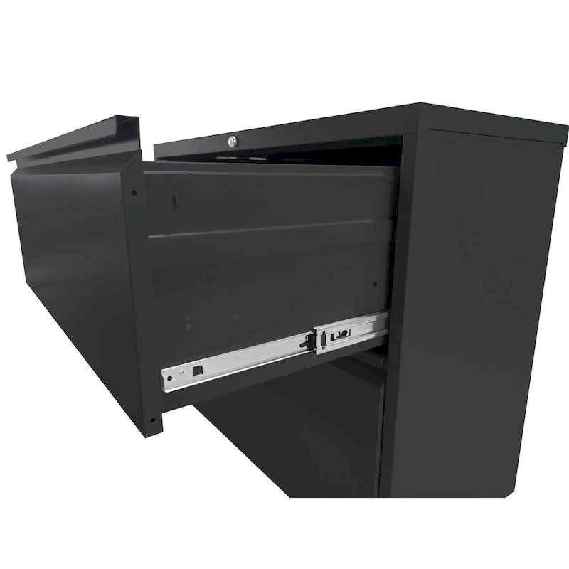 Archivador lateral de acero de 4 cajones (negro/blanco) – Oficina para 2 personas