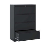 Archivador lateral de acero de 4 cajones (negro/blanco) – Oficina para 2 personas