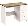 Escritorio blanco y madera con 3 cajones, 1 persona