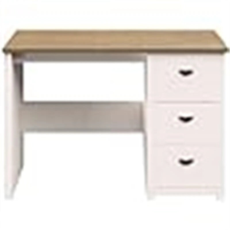 Escritorio blanco y madera con 3 cajones, 1 persona