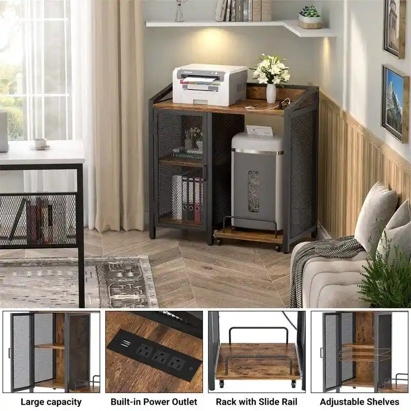Estantería de Almacenamiento de 4 Niveles, Marrón Rústico / Roble Claro, Uso Individual – 52.1L x 48W x 125H cm