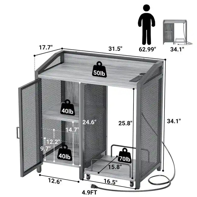 Estantería de Almacenamiento de 4 Niveles, Marrón Rústico / Roble Claro, Uso Individual – 52.1L x 48W x 125H cm