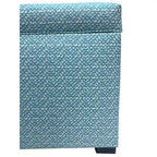 Silla de comedor tapizada con respaldo de ala en color marrón/azul, juego de 2