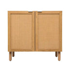 Gabinete marrón de 2 puertas con paneles de ratán – Tapa de MDF