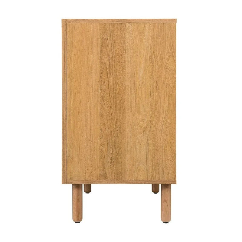 Gabinete marrón de 2 puertas con paneles de ratán – Tapa de MDF
