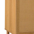 Gabinete marrón de 2 puertas con paneles de ratán – Tapa de MDF
