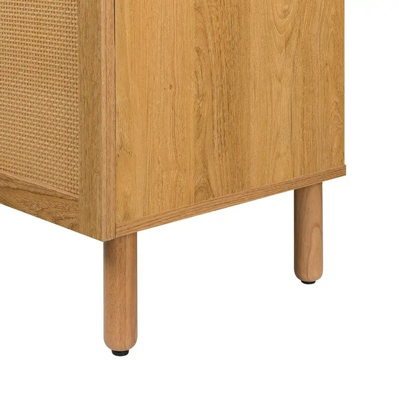 Gabinete marrón de 2 puertas con paneles de ratán – Tapa de MDF