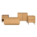 Gabinete marrón de 2 puertas con paneles de ratán – Tapa de MDF