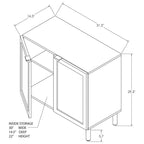 Gabinete marrón de 2 puertas con paneles de ratán – Tapa de MDF