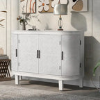 Aparador Armario Vintage Blanco con Puertas de Patrón Antiguo, 3 Estantes