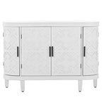 Aparador Armario Vintage Blanco con Puertas de Patrón Antiguo, 3 Estantes