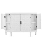 Aparador Armario Vintage Blanco con Puertas de Patrón Antiguo, 3 Estantes