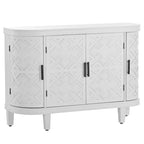 Aparador Armario Vintage Blanco con Puertas de Patrón Antiguo, 3 Estantes