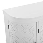 Aparador Armario Vintage Blanco con Puertas de Patrón Antiguo, 3 Estantes