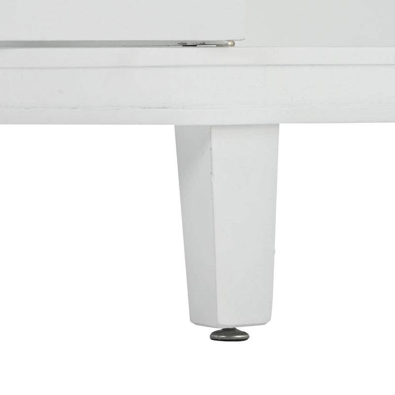 Aparador Armario Vintage Blanco con Puertas de Patrón Antiguo, 3 Estantes