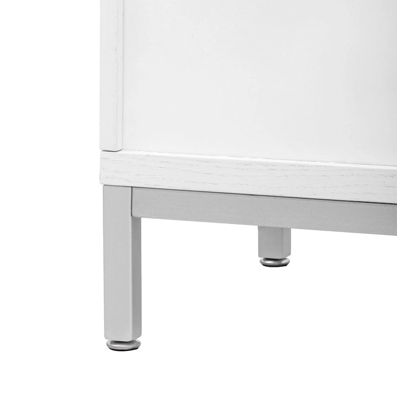 Aparador / Búfet de veta de madera blanco/azul marino con patas de metal - 2 puertas