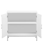 Aparador / Búfet de veta de madera blanco/azul marino con patas de metal - 2 puertas