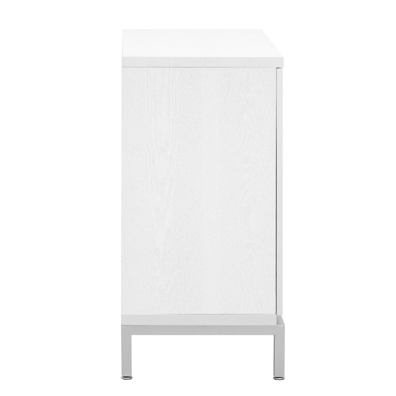 Aparador / Búfet de veta de madera blanco/azul marino con patas de metal - 2 puertas
