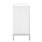 Aparador / Búfet de veta de madera blanco/azul marino con patas de metal - 2 puertas