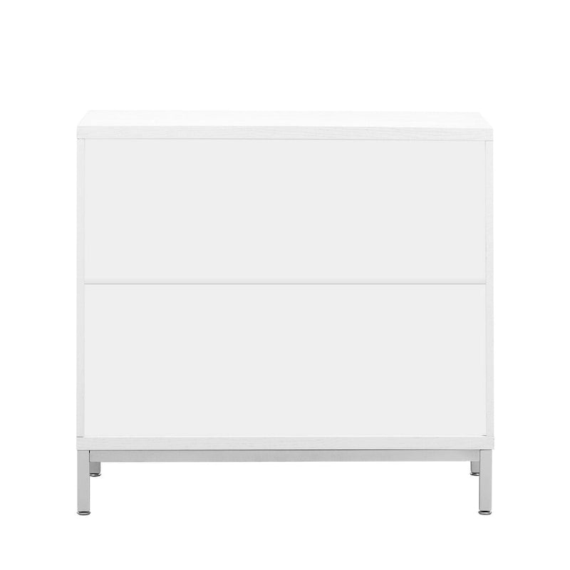 Aparador / Búfet de veta de madera blanco/azul marino con patas de metal - 2 puertas